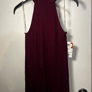 Burgundy Sleeveless Halter Dress